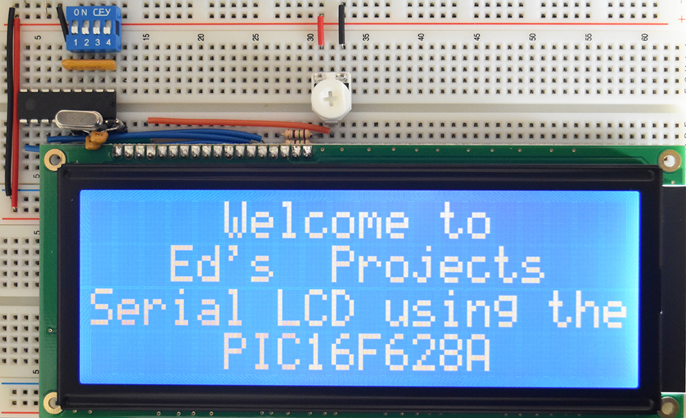 Serial Character LCD - working example on breadboard